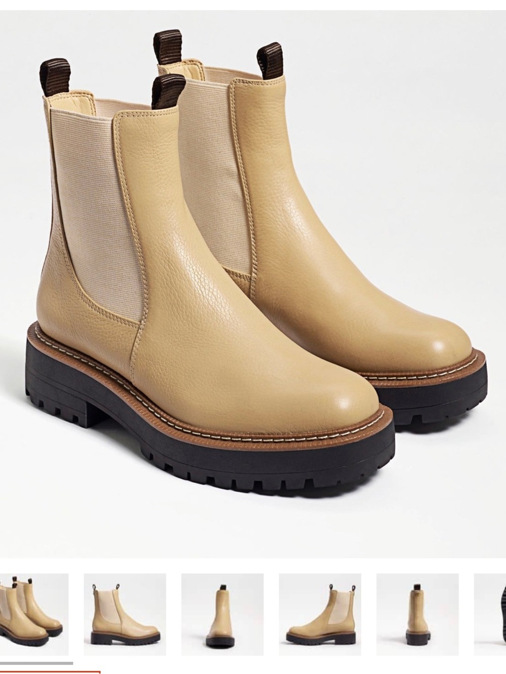 Sam Edelman Beige Chelsea Lug Sole Booties